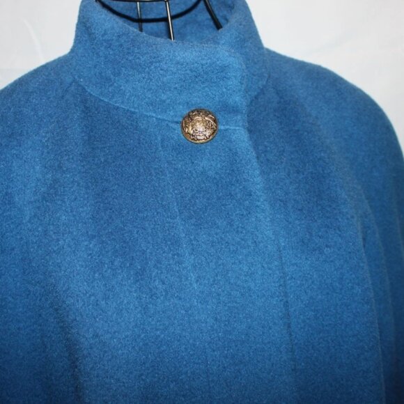 Vintage 70's Long Blue Wool Coat Button Front London Fog Made in USA ACTWU 12 P - Picture 8 of 16
